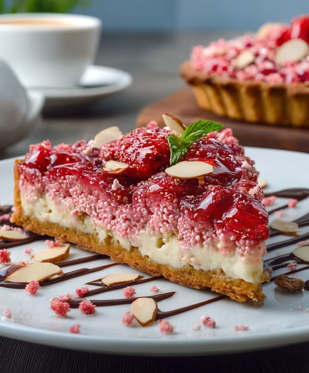 Tarte aux pralines roses