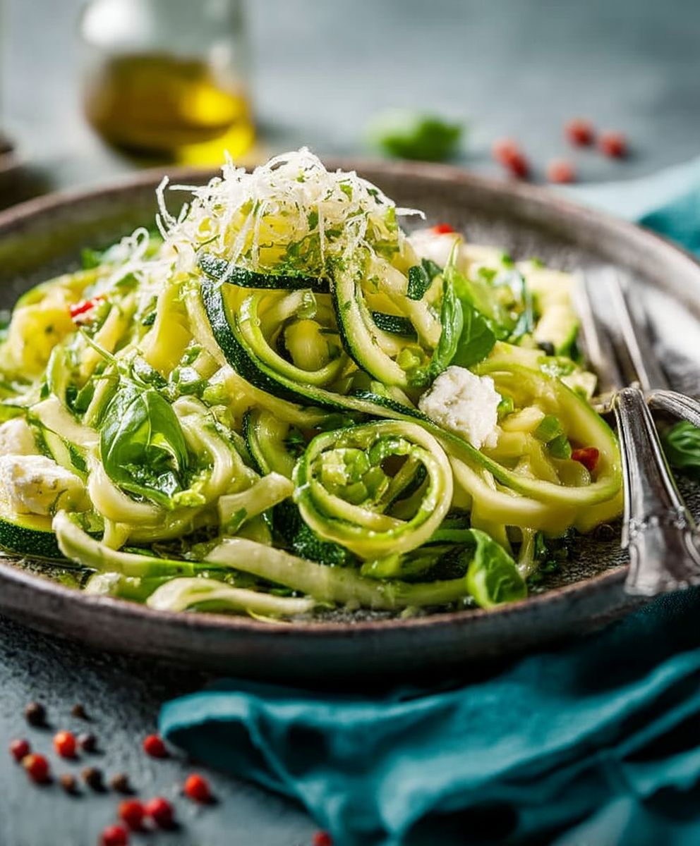Salade tagliatelles courgette repas
