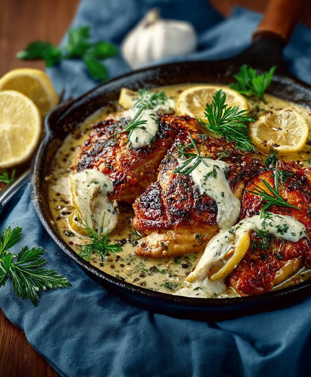 Poulet mariné miel citron