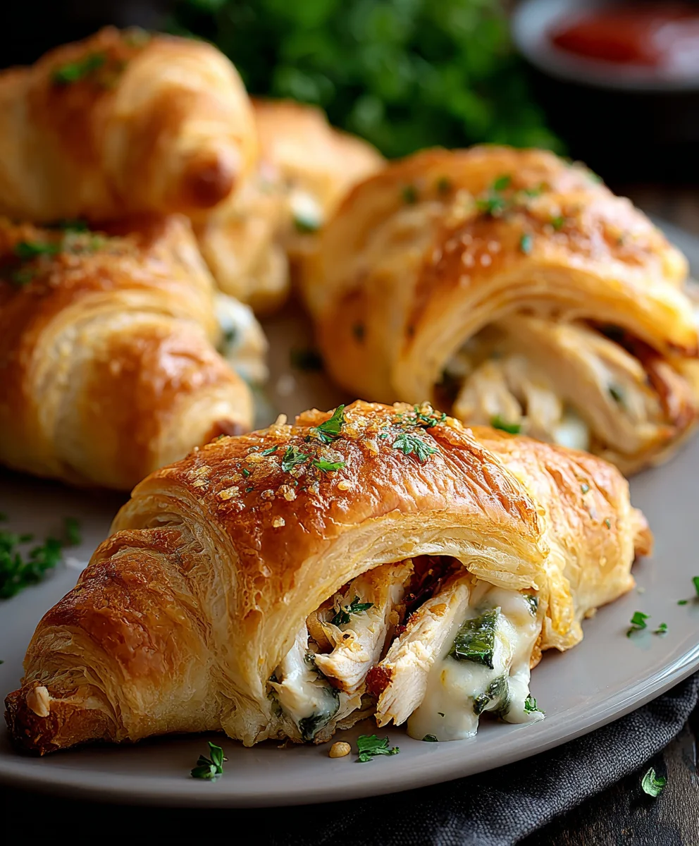 Délicieux roulés croissants au poulet farcis & fondants