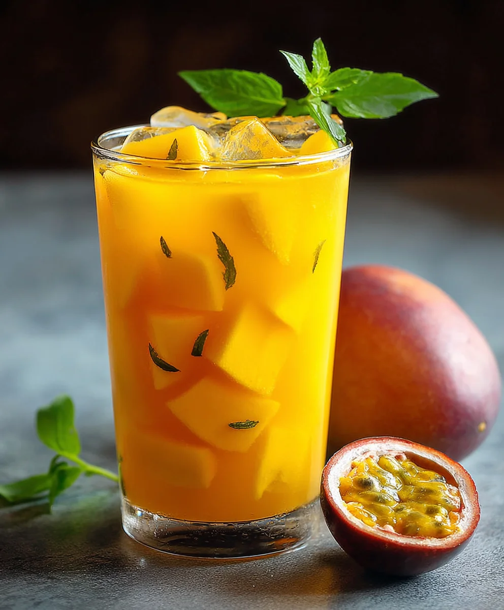 Boisson d'été: Thé glacé mangue rafraîchissant et sans alcool