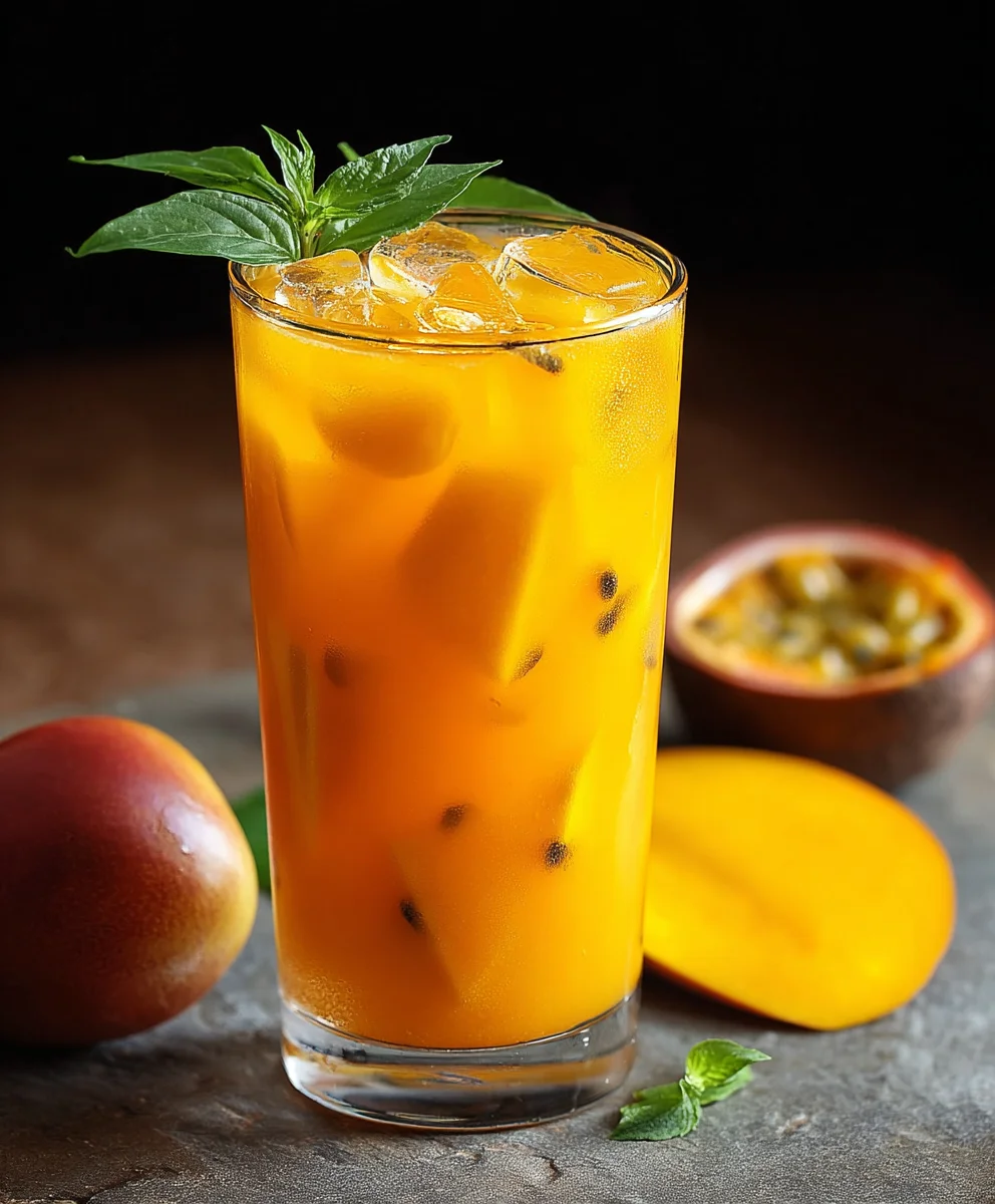 Boisson d'été: Thé glacé mangue rafraîchissant et sans alcool