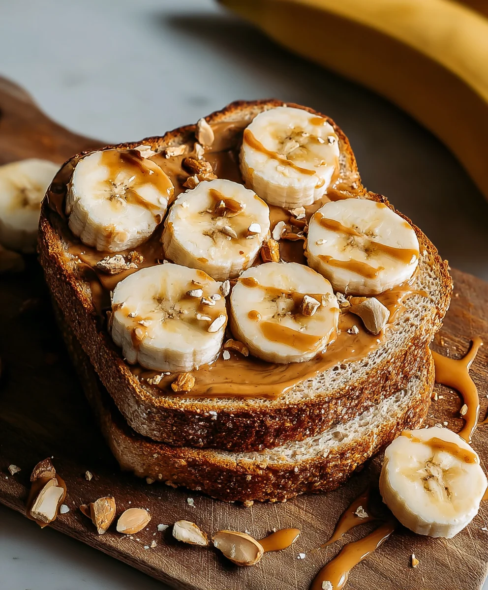 Délicieux Toast Beurre de Cacahuète Banane Nourriture Est Carburant