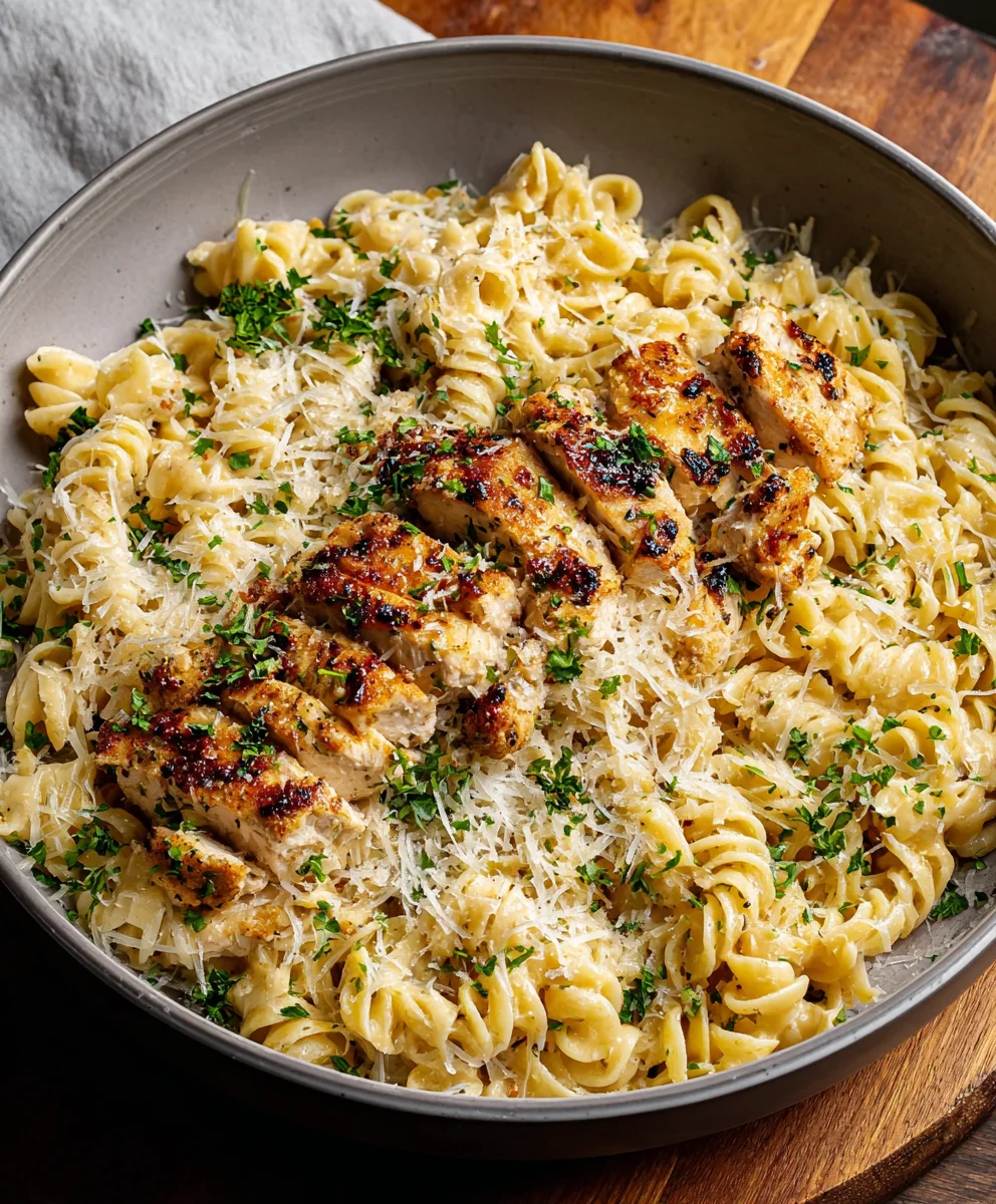 Pâtes Poulet Ail Parmesan