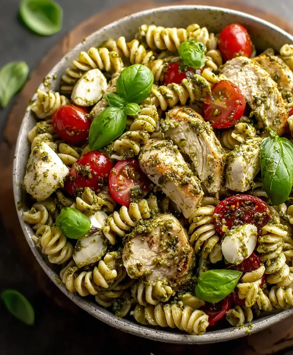 Recette Salade Pâtes Poulet Pesto Facile et Savoureuse