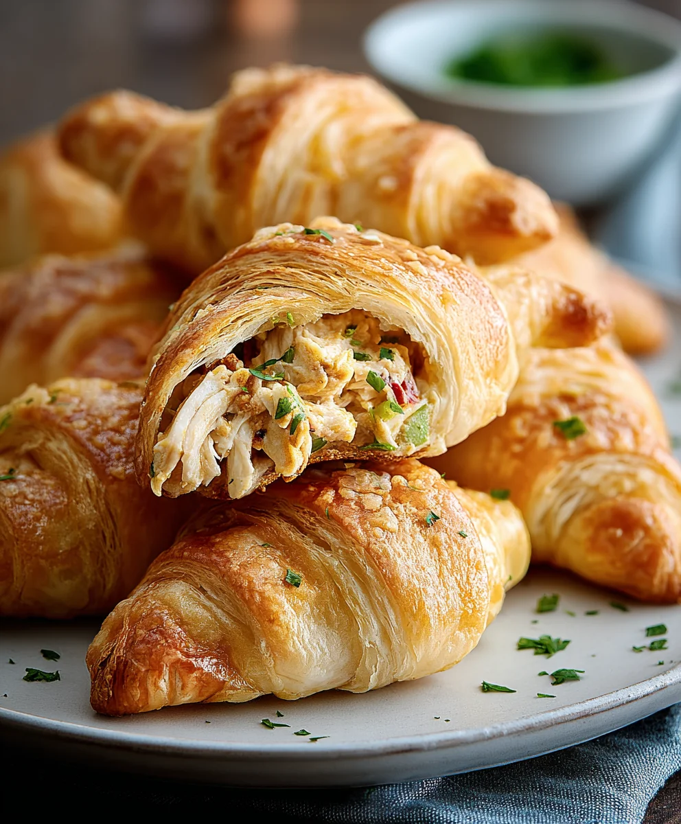 Délicieux roulés croissants au poulet farcis & fondants