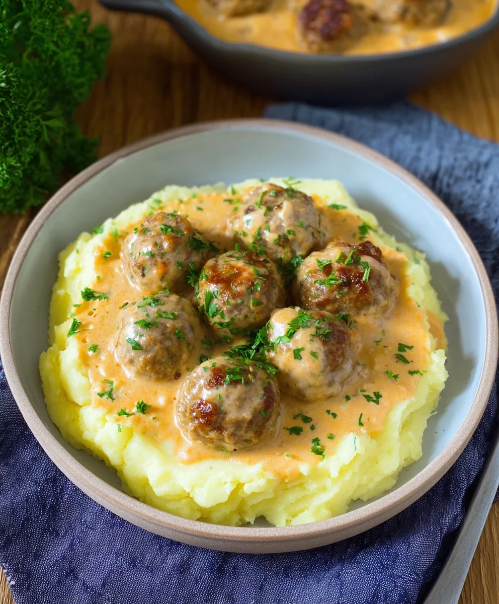 Boulettes bœuf sauce crémeuse & purée: Recette facile