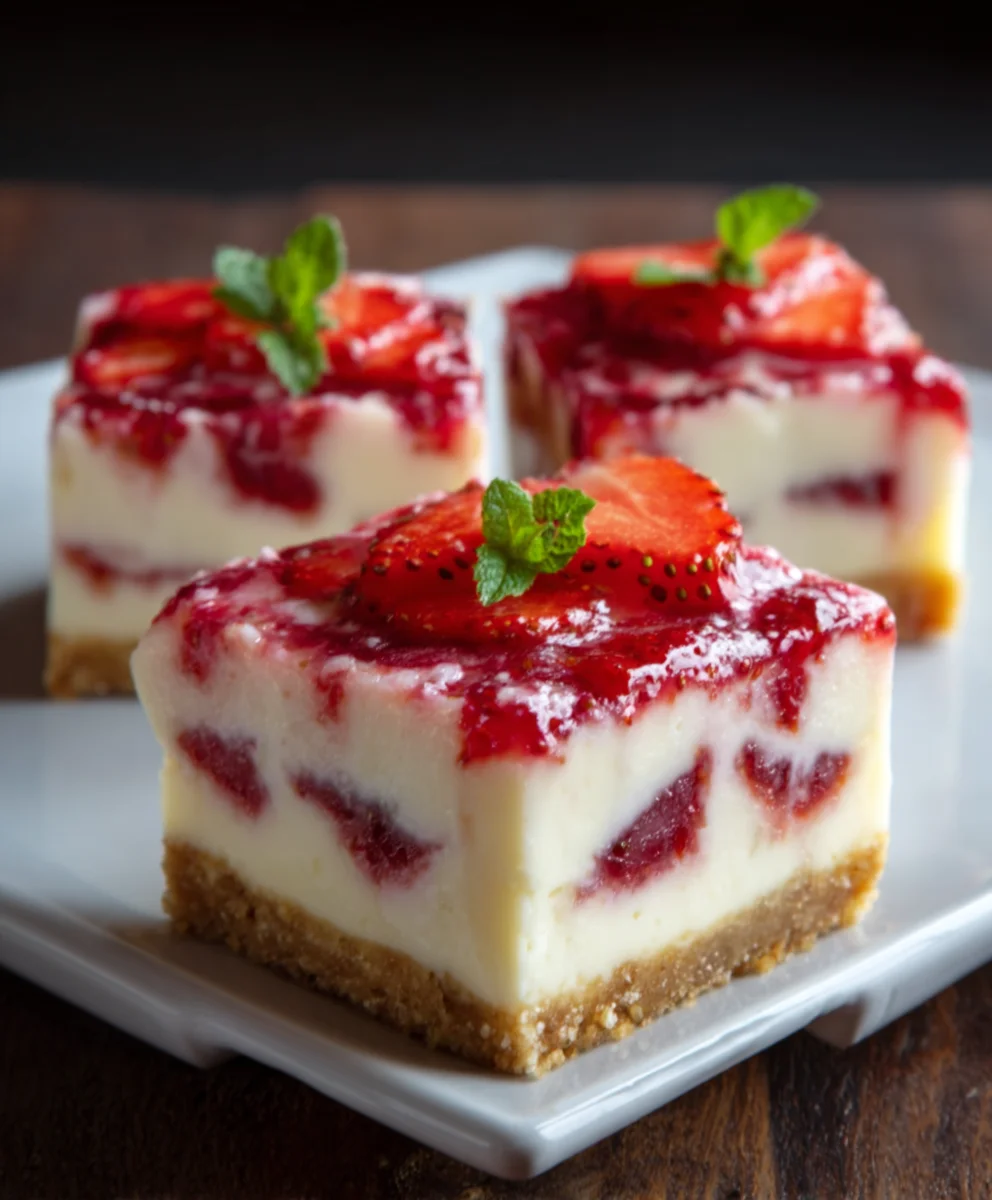 Barres Cheesecake Fraise Faciles et Rapides