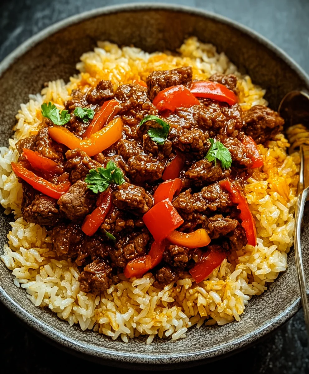 Bol Boeuf Poivron Riz Facile et Rapide